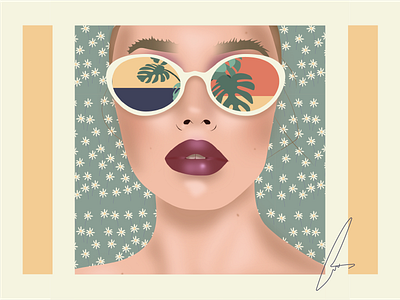 Sunglasses on 2d color palette colorful floral flowers illustration illustration art illustrator sunglasses vector woman