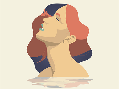 Water Dream colorful design dream flat illustration illustration art illustrator minimal redhead vector warm colors water woman