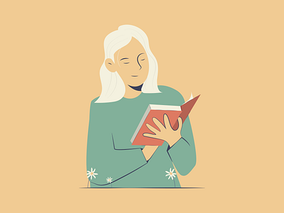 Woman reading a book book color palette colorful design flat flat design illustration illustration art illustrator minimal reading vector woman