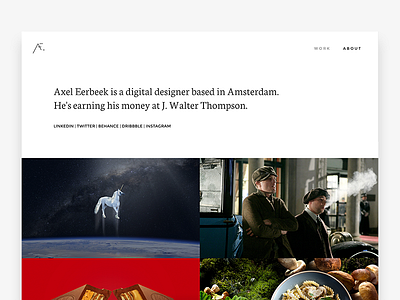 Axeleerbeek.com design digital porfolio semplice ui ux work