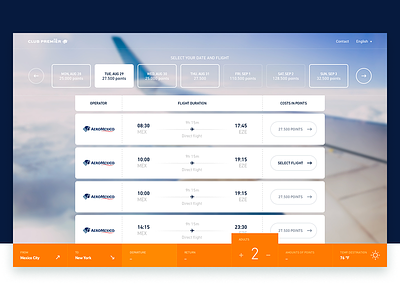 Aeromexico's Club Premier - Frequent Flyer Program booking clean design flying minimal ticket travel ui ux website