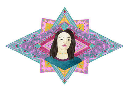 Colourful Geometric Portrait of a Woman colourful digital illustration digital painting geometric art geometric design geometric illustration illustration illustration art portait procreate