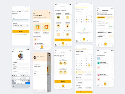 Yellow mobile app for dentist clinic appointment booking clinic dental dental appointment doctor doctor app doctor appointment medical mobile medical mobileapp modernapp yellow yellowapp