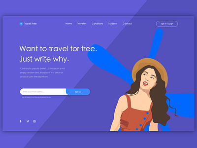 Travel Free Design adobe branding design hero banner hero image hero section illustration ui ux vector web webdesign website