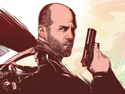 Jason Statham cgart digital painting digital portrait illustration illustrator minimal photoshop