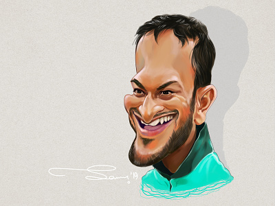 Shakib_Al_Hasan The ALL-ROUNDER caricatura caricature cgart cricket digital painting digital portrait photoshop portrait portrait painting