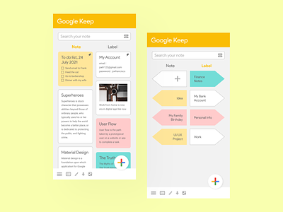 Google Keep UI Redesign app design application design branding design google google keep google keep redesign graphic design mobile app mobile application note redesign ui uiux design ux web design