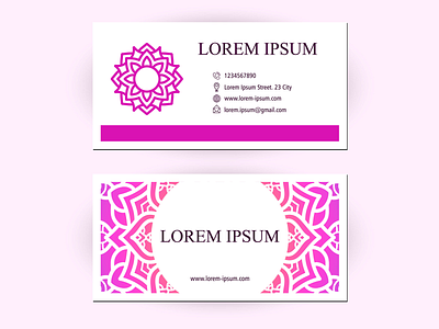 Business Card With Floral Ornament Decoration beautiful business business card business card design business card mockup business card template card company creative decoration floral flower illustration mandala oriental ornament pattern pink pixel art round