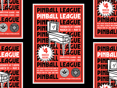 Pinball League beer design pinball print typography