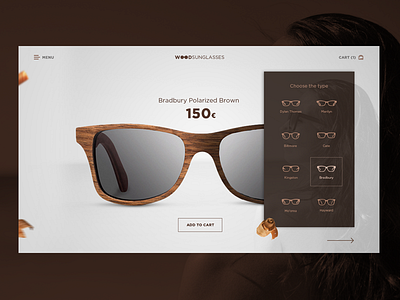 Wood sunglasses webdesign
