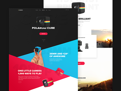 Polaroid Cube Landing Page clean cube design flat landing page polaroid ui web design website