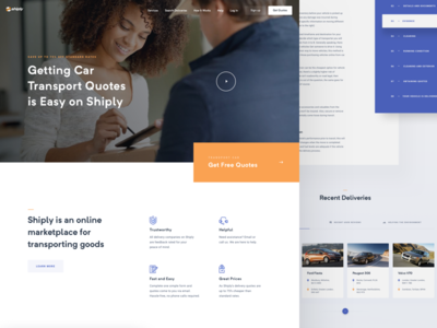 Shiply landing page car design landing page transport ui uidesign user interface web webdesign website