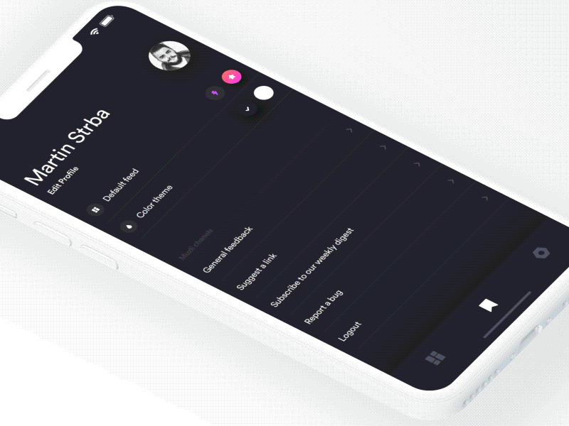 Muzli Mobile App - Edit Feed & Settings app concept design inspiration iosdesign mobile muzli ui uidesing ux