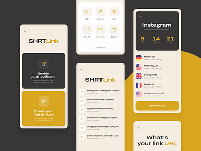 SHRTlink app app clean ui design mobile mobile ui ui userinterface ux