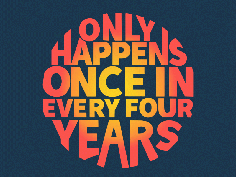 Leap Year 4 animation design four fouryears gradient gradientype graphicdesign happens happensinevery illustration leap photoshop type typedesign typography