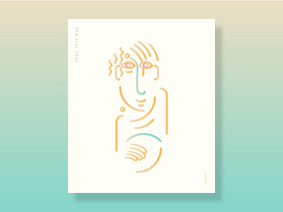 that thin boy character gradient illustration line print