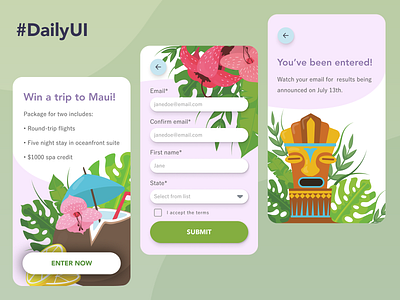 Daily UI #1 / Sign Up Screens app dailyui designchallenge draw entertowin form giveaway hawaii mobile signup