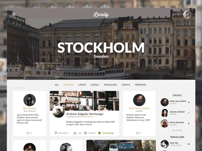 Locally chat clean debut desktop gif simple social stockholm sweden travel ui website
