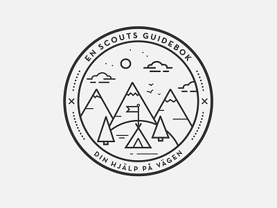 A Scout's Guidebook badge forest illustration line logo mountain scout tent
