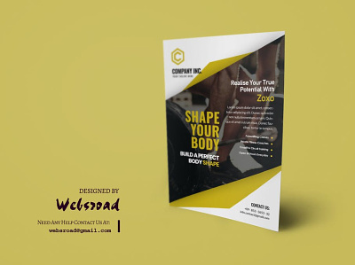 Zoxo Gym Flyer Template | websroad ads advertising agency branding brochure busniess clean company cool corporate creative fashion flayer food gym modren restaurant simple stylsih tempalye