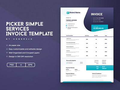 Picker Simple Services Invoice Template | websroad