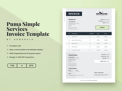 Puma Simple Services Invoice Template | Websroad