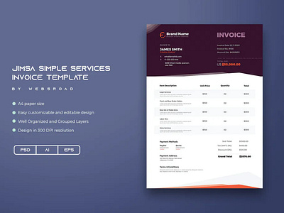 Jimsa Simple Services Invoice Template | Websroad