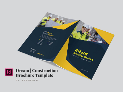 Dream | Construction Bi fold Brochure Template By Websroad advertising architecture brochure business construction constructor consultancy corporate creative flyer media modern multipurpose template trifold