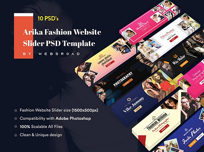Arika Fashion Website Slider PSD Template By Websroad ads adwords banners branding company corporate creative discount fashion marketing multipurpose promotional promotions sale slider
