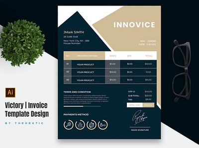 Victory Invoice Template Design By Websroad agency business clean company corporate design fashion green invoice logo marketing modren orange payment print proposal stationary template websroad