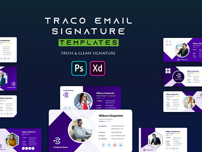 Traco | Email Signature Template By Websroad adobexd business clean creative design email emailtemplate esignature fashion footer illustration logo message outlook sign signature signatures stationary xd