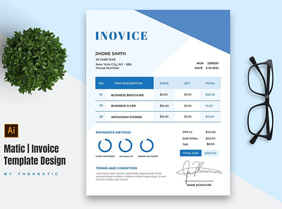 Matic Invoice Template Design By Websroad agency business clean company corporate design green illustration invoice logo modren orange payment stationary template websroad