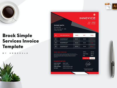 Brock Simple Services Invoice Template | Websroad accounting bill budget corporate creative design excel expense fashion finance invoice logo marketing money office pay payment template word
