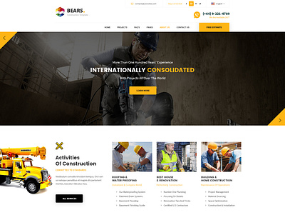 Construction and Renovation Company Website Design architecture builder building business company construction contractor corporate electrition engineering handymen industry painter plumber renovation