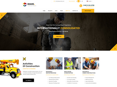 Construction and Renovation Company Website Design architecture builder building business company construction contractor corporate electrition engineering handymen industry painter plumber renovation