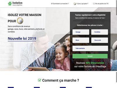 Custom Landing Page (PHP, CSS and Javascript) css france heat insulation javascript landing page logo design php responsive
