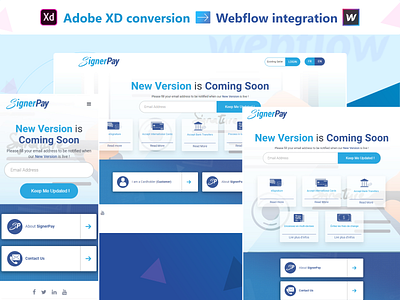 Adobe XD conversion to Webflow integrationw adobe xd conversion integration landing page web design webflow