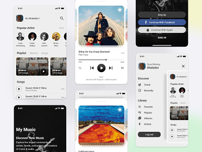 Music UI Concepts app app design design firstshot minimal mobile mobile app mobile app design mobile design mobile ui music music app music player ui uidesign uishot uiux