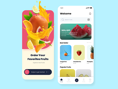 Fresh Fruit Delivery Mobile App 🍊 app design branding design fruit fruit app fruits app illustration logo minimal mobile app mobile app design ui uidesign