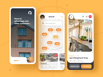 Quba - Real Estate Application UI Kit for Adobe XD apartment branding buy home design get home graphic design home house mobile app mobile real estate real estate sell home selling and buying ui ui ux ui design ui kit ui real estate uidesign uiux