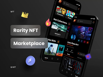 Rarity UI Kit for Adobe XD app design black app crypto art crypto marketplace dark ui nft nft app nft marketplace non fungible token token ui design ui kit uiux