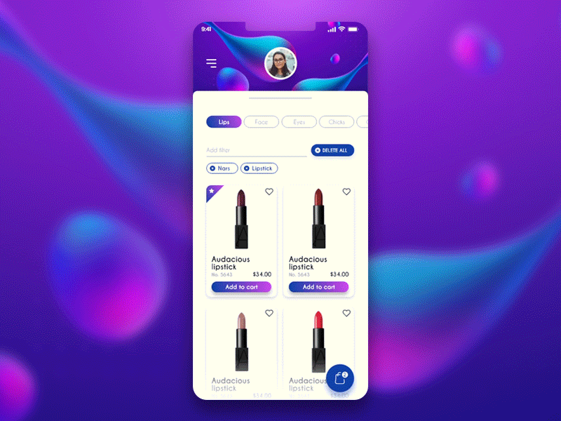 Product and profile transition app ecommerce girl girls makeup product profile ui ui ux uidesign uiux