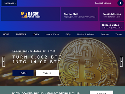 Project RJGM CryptoCurrency Web Page Design. cryptocurrency web page design full web page design html and css carousel online web designer rjgm web page