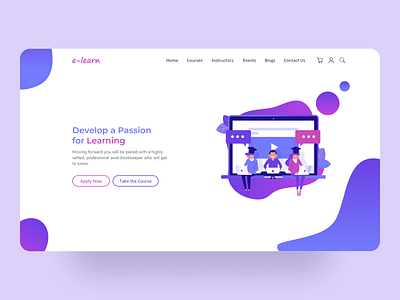 E-learn Landing Page app design behance branding e learning illustration landing page landing page design minimal minimalist stark trent ui ui design uiux user interface design ux web design website concept