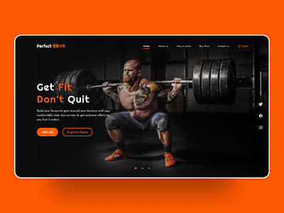 Perfect GYM Landing Page behance branding dailyui gym app inspiration landing page minimal stark trent ui ui inspiration uiux uiuxdesign user interface design web web design website