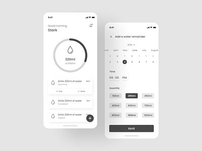 Water Tracker App Concept Design