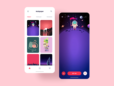 Wallpaper App Design app design behance branding dailyui flat illustration minimal stark trent ui ui design ui inspiration uiux uiuxdesign user interface design ux wallpaper app wallpapers