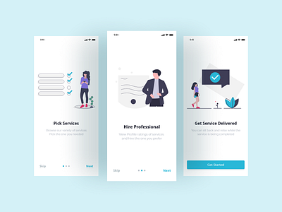 Home Service Booking App Onboarding Screens appdesign behance dailyui minimal onboarding process stark trent ui ui design ui inspiration uidesign uiux uiuxdesign user interface design ux webdesign