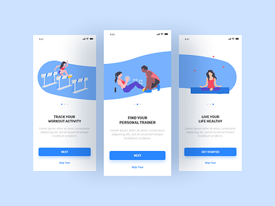 Fitness App Onboarding Screens appdesign behance branding dailyui design designer flat ui interaction design minimal onboarding ui stark trent ui ui inspiration uiux uiuxdesign user interface design ux ux designer