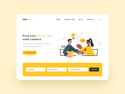 Skill Hunt Landing Page Design appdesign dailyui minimal skill hunt stark trent ui ui design ui inspiration uiux user interface design ux